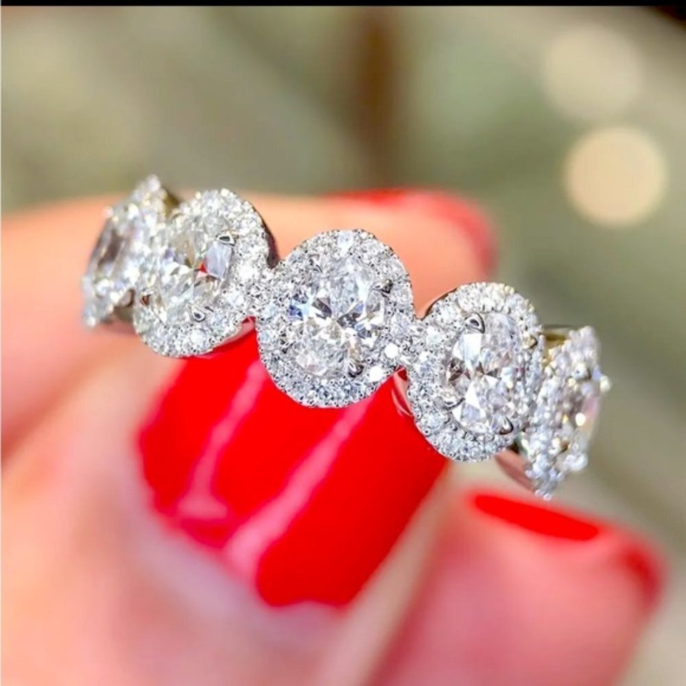 Silver & Cubic Zirconia Crystal Stone Ring